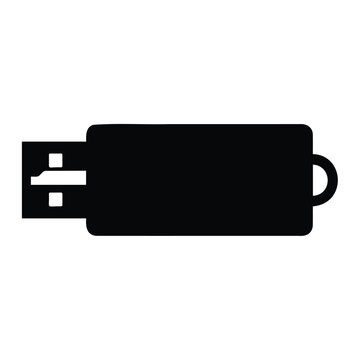 Black usb flash drive storage device vector illustration isolated on white background symbol.