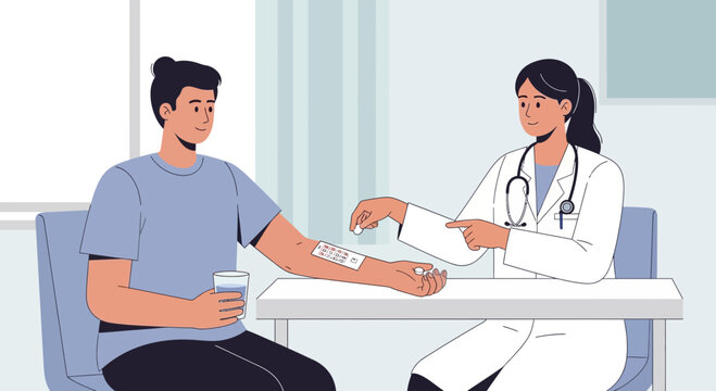 Doctor Applying Allergy Test Patch to Patient's Arm in Medical Clinic