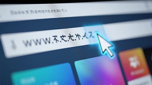 Mouse cursor clicking on browser url bar.
