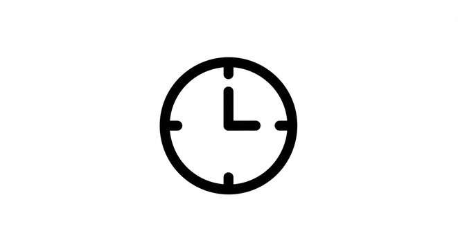 明るい光に照らされクリーンで洗練された現代的デザインの黒い線で丁寧に描かれた時計アイコンは時間の尊さと流れを象徴し効率的な進捗管理や日々の業務あらゆるプロジェクト遂行における正確な期限設定と目標達成の重要性を明確に訴えかける. AI Generated
