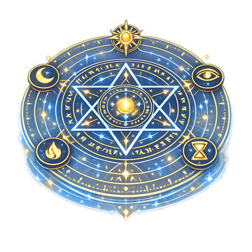 Fantasy TRPG Magic Circle and Rune Symbol Set &mdash; Isometric Flat Illustration