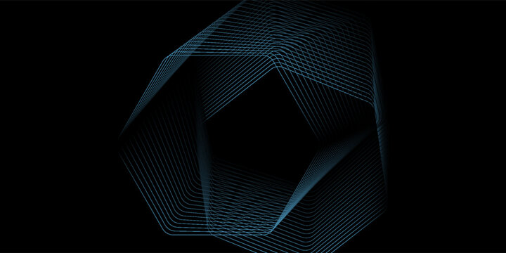 Abstract Geometric Lines Forming Hexagon Shape On Dark Futuristic Tech Background Minimal Digital
