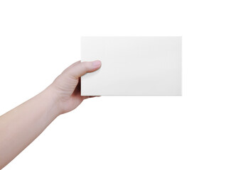 Obraz premium An empty white cardboard box in hand, PNG transparent.