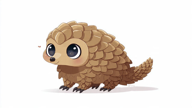 cute cartoon baby pangolin vector illustration isolated on white background