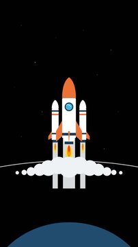 Space shuttle launch vector illustration rocket taking off from earth into space