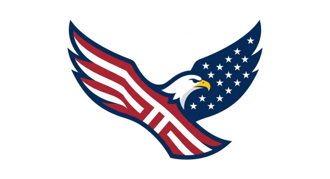 American eagle icon, patriotic symbol, USA flag design, vector illustration