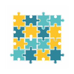 Fototapeta premium Flat design puzzle pieces in blue and orange