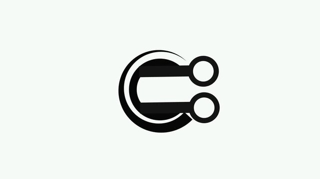 Minimalist tech animation: abstract digital circuit letter c symbol for modern branding and corporate identity 4k video.