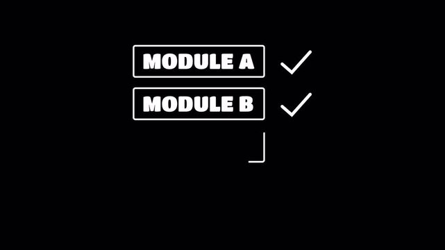 module a b c d with tick mark animation designed for progress tracking, course sections, training visuals, and animated workflow graphics.