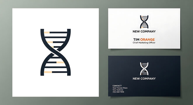 Dna helix icon on business cards for genetics medical science company with genetics business branding research laboratory corporate identity professional structure scientific technology