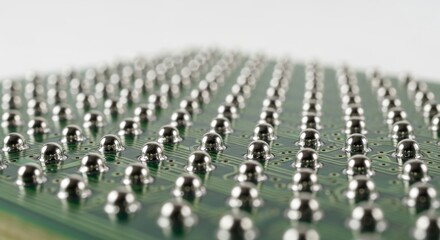 Fototapeta premium Close-up water droplets on perforated metal surface in soft light