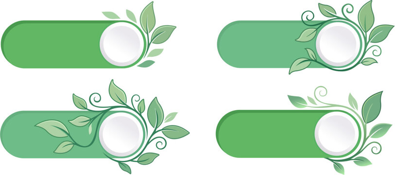 Eco Green Toggle Switch Button Set with Leaf Decoration Vector Illustration 