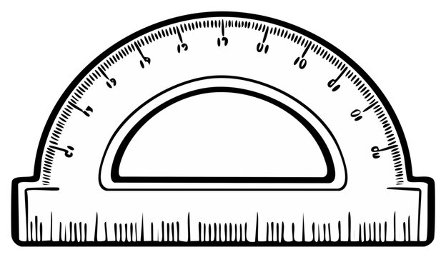 Semi-circular protractor with clear measurement markings and ruler edge