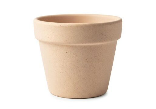 Simple beige terracotta pot isolated on plain background isolated on white background