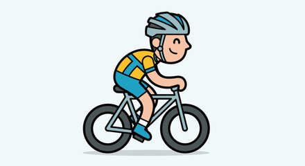 Fototapeta premium Cartoon Cyclist Riding Bicycle Illustration.