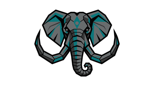 Geometric Elephant Head Icon - Modern Tribal Design