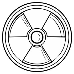 Fototapeta premium Radiation hazard warning symbol graphic in black and white.