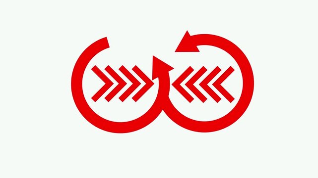 Animated red circular arrows loop motion directional flow and process concept cycle animation 4k video.