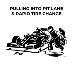 Naklejka premium Formula One Race Car Pit Stop Tire Change Illustration.