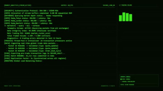 Stock Market Analytics Stream Dashboard With Trading Volume NYSE NASDAQ Data and Finance Animation.