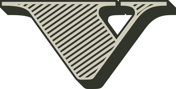 Letter V Monogram with Striped Fill