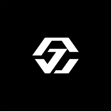 Letter CJ Monogram hexagon geometric logo