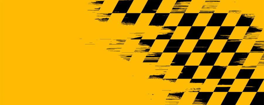 Racing background, sports race banner with dynamic grunge checkered shape ideal for sport themed events, racing posters, promotional flyers, cover, presentation backdrop and social medi