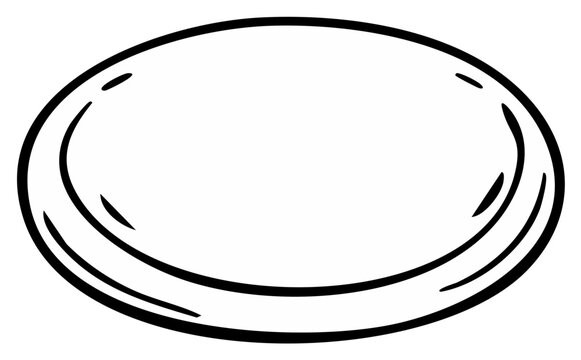 Simple Oval Shape Illustration: Isolated White Object with Black Outline for Graphic Design