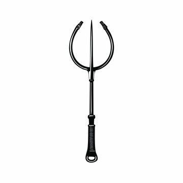 Black and white illustration of a trident