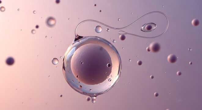 Abstract visualization of a sperm cell fertilizing an egg cell, representing reproduction and life.