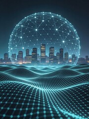 Estores personalizados com sua foto Future cities and virtual cyberspace, abstract technological concept background

