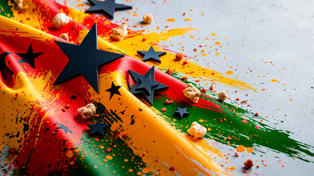 Freedom Day June 19 banner with Pan-African colors and national symbolism. Concept of emancipation, Black history, cultural heritage, equality and celebration.