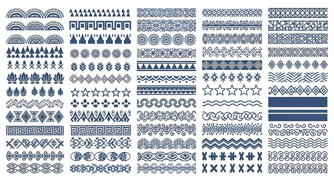Set of decorative borders and ornate geometric dividers with decorative geometric ornament collection abstract minimalist ornamental creative