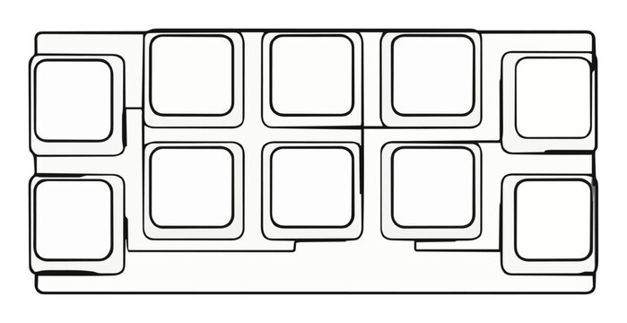 Custom keycap set top view line art. Generative AI