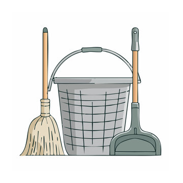 Flat design illustration of cleaning tools