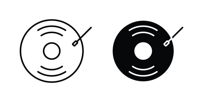 Vinyl icon, outline style icon for web. vector graphics