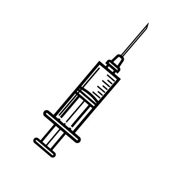 Medical syringe icon, vaccination and injection symbol, vector illustration of a hypodermic needle for healthcare and medical treatment