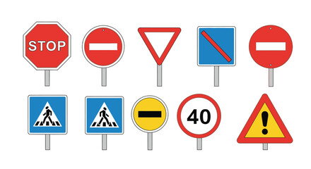 Fototapeta premium Road Traffic Warning Signs.