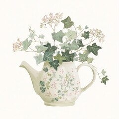 Obraz premium Botanical teapot arrangement illustration