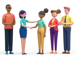Fototapeta premium Handshake ceremony, mutual agreement, diverse partnership