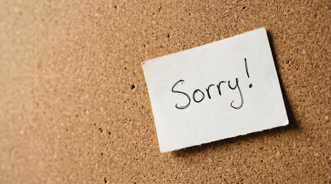 apology note, sorry message, sticky note, corkboard