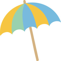 Hand drawn colorful beach umbrella parasol summer icon flat vector illustration isolated © 민지 오