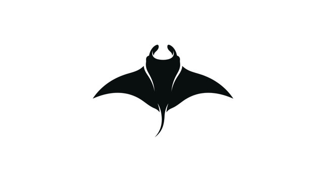 Black Manta Ray Swimming Underwater.