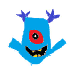 Funny blue monster with red eye. © Syahrun