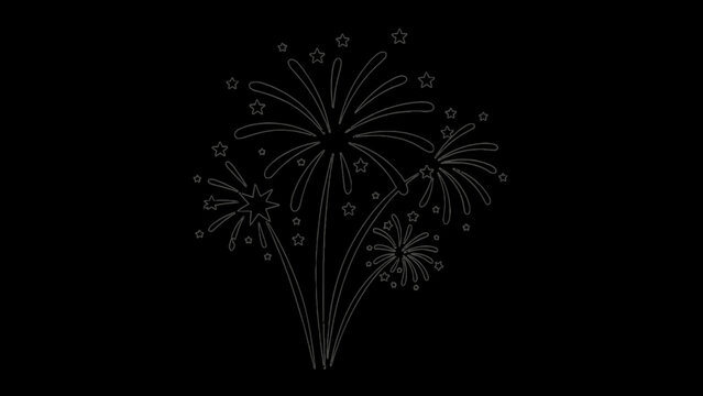Fireworks, festive explosion, celebration vector, black background, gray illustration