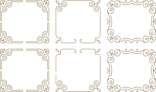 Classic ornamental square borders with elegant swirl corner elements.
