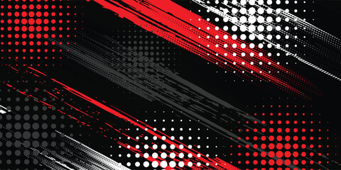 Gaming esport background striking stripes electric banner vector illustration design red black grunge brush wing comic pattern modern abstract concept livery stripes decal paint splash splatter.eps 10 © Ahlakul Karimah