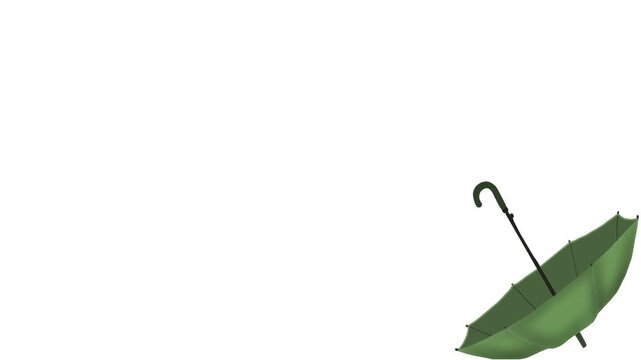 Animated collection of green umbrella insurance illustrated in a clean hand-drawn style. Suitable for weather forecasts, insurance campaigns, rainy season promotion, protection concept