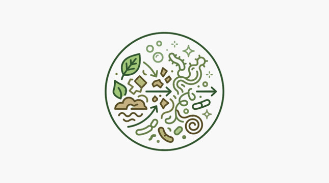 Microscopic organisms and biological elements in a circular pattern.