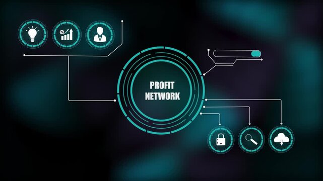 Profit network corporate financial growth dashboard loop, futuristic business data stats marketing background motion graphics animation.